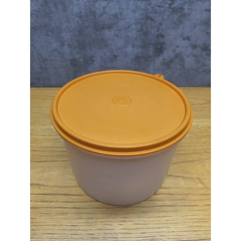 Vintage Tupperware #265 Sheer Container With Orange Lid